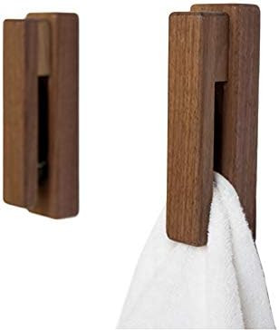 Wood Towel Hooks -Set of 2 Self Adhesive Vintage Towel Holder Wooden Wall Mounted Towel Racks for... | Amazon (US)