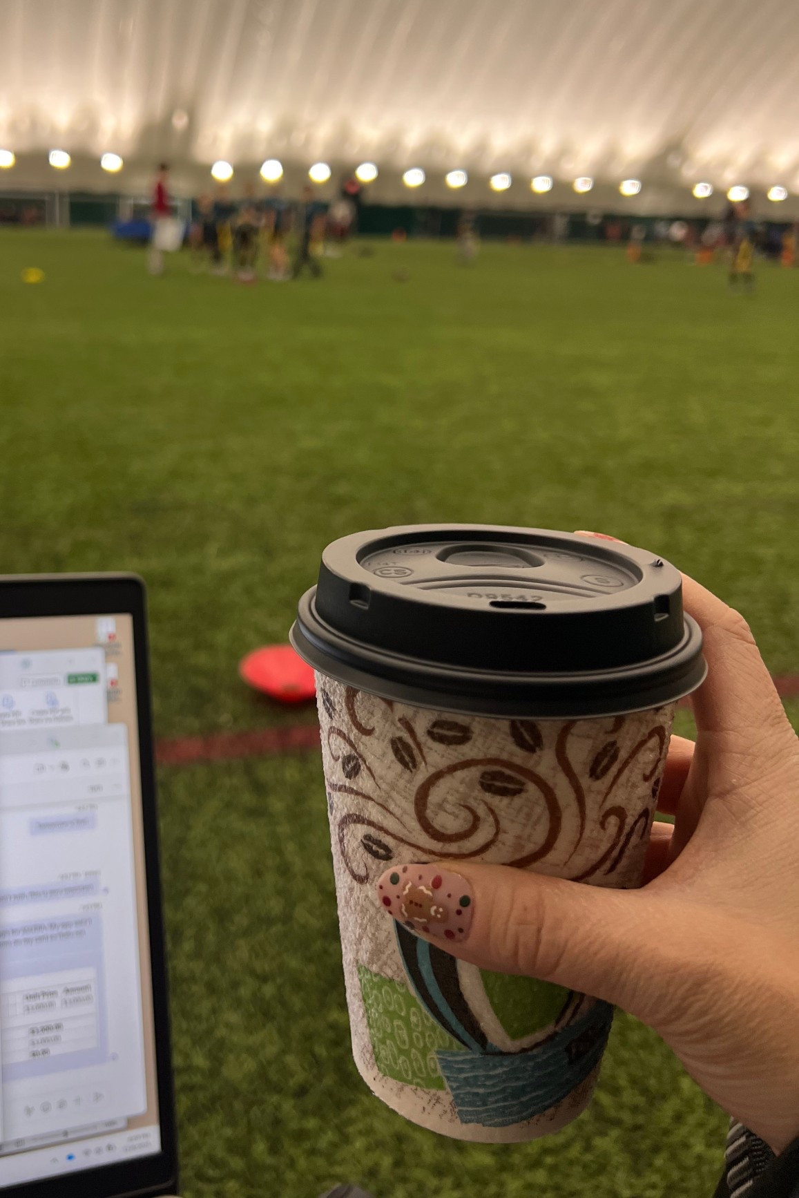 Hot chocolate and a little Monday night flag football 🏈