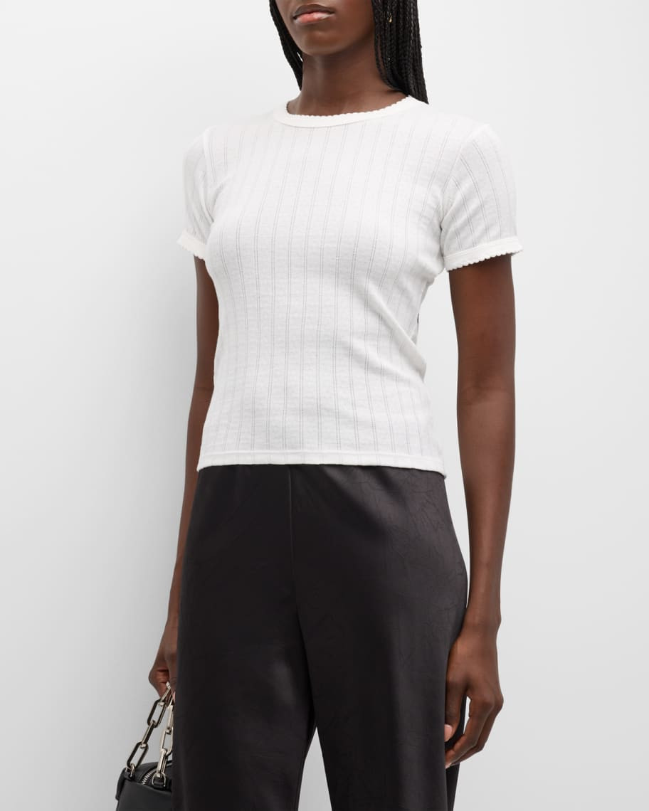LESET Pointelle Slim Fit Tee | Neiman Marcus