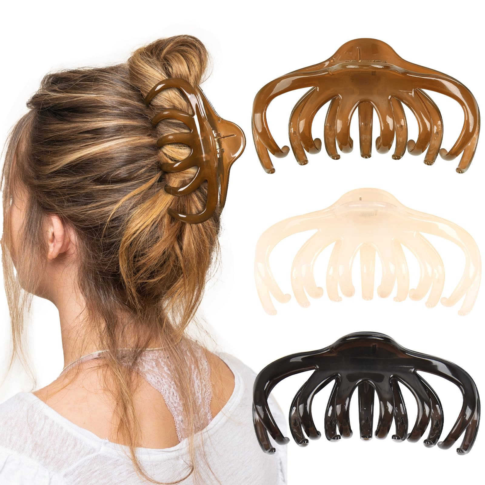 Yanibest 5.1″ Inche Large Octopus Hair Claw Clips Non-Slip Ponytail for Women Thick Hair and Lo... | Amazon (US)