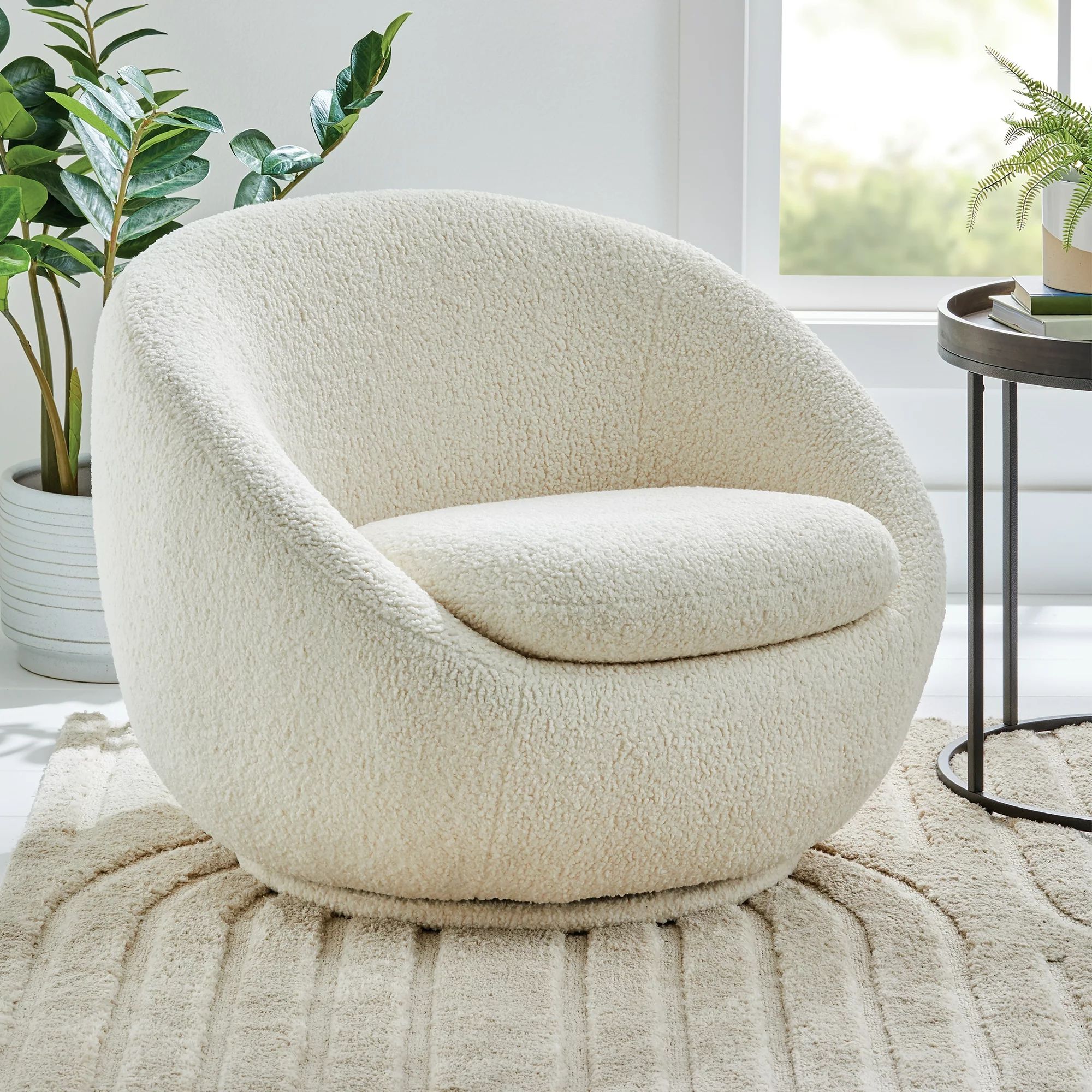 Better Homes and Gardens Mira Swivel Chair, Cream | Walmart (US)