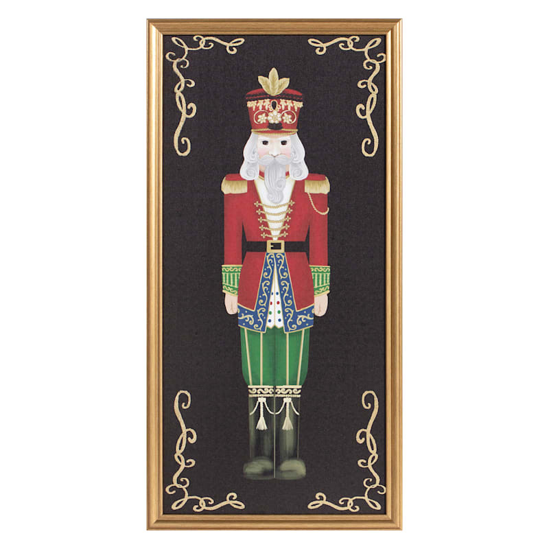 Classic Christmas Framed Nutcracker Canvas Wall Art, 12x24 | At Home