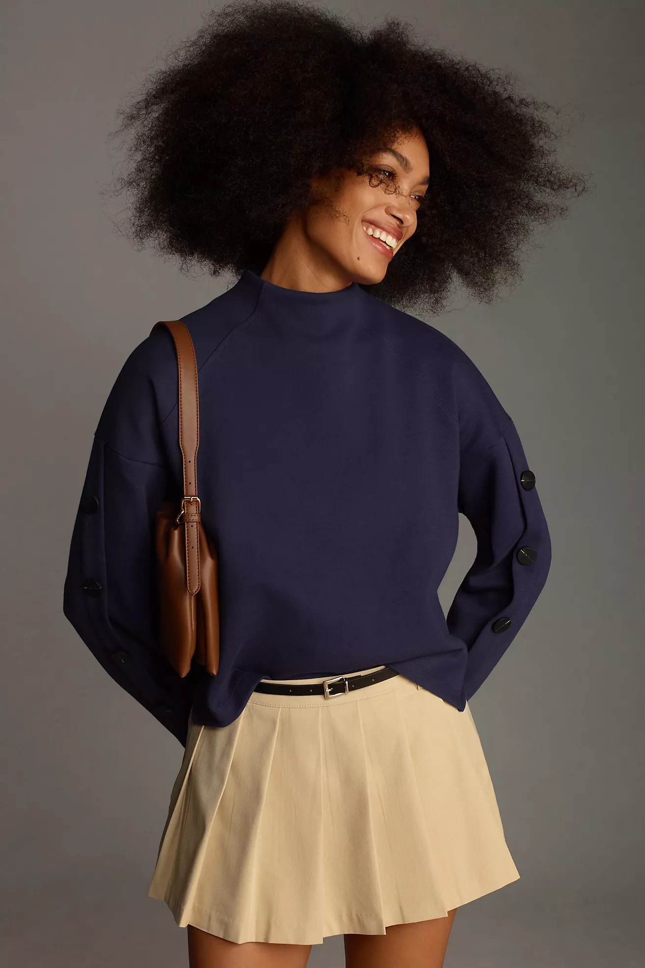 By Anthropologie Long-Sleeve Structured Button-Sleeve Top | Anthropologie (US)