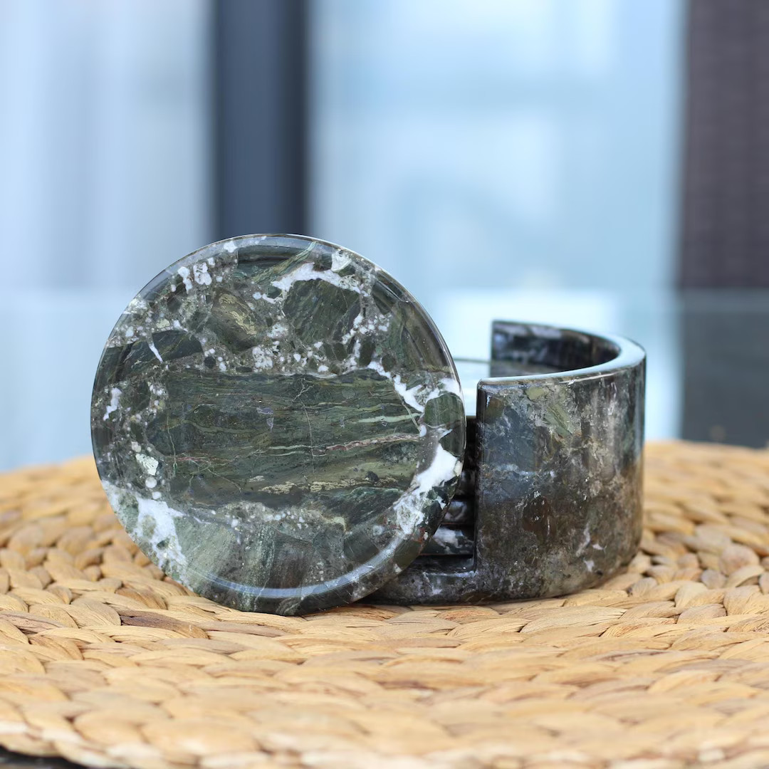 Personalized Onyx Marble Coaster Set With Holder - Handmade - Etsy Australia | Etsy (US)