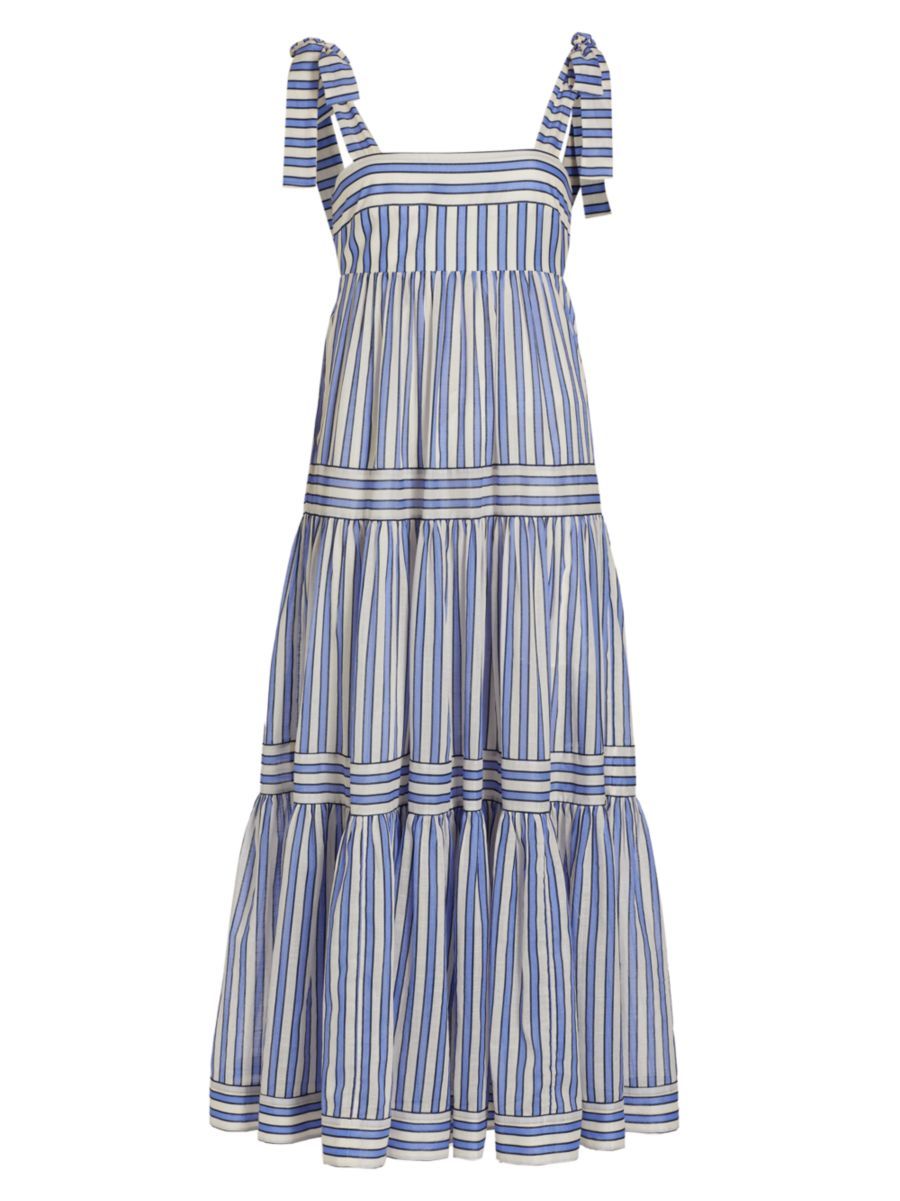 Tiered Tie-Shoulder Midi-Dress | Saks Fifth Avenue