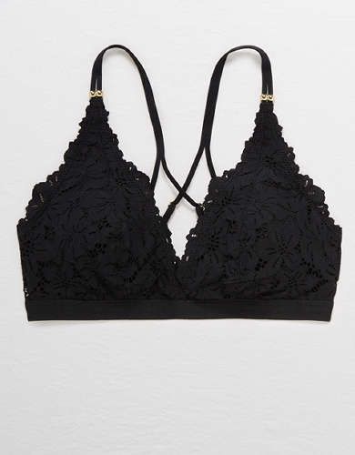 Aerie Palm Lace Plunge Padded Bralette | American Eagle Outfitters (US & CA)