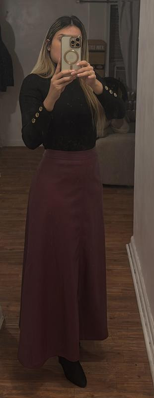 Women's Faux-Leather Seamed Maxi Skirt | Macy's