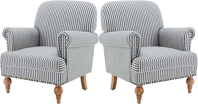 Kmax Fabric Accent Chair Mid Century Modern Sofa Chair with Nailhead Arm Wood Legs Upholstered Se... | Amazon (US)