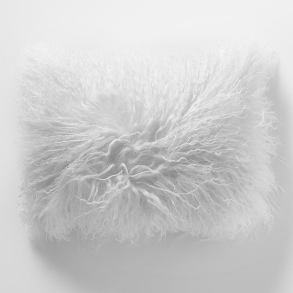 Mongolian Lamb Cushion Cover - Stone White (30 x 41 cm.) | West Elm (UK)