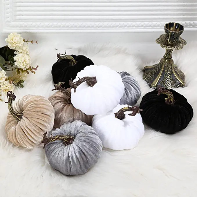 AOLIGE 8 PCS Velvet Pumpkins Home Decoration for Halloween Thanksgiving Handmade Fall Harvest Emb... | Amazon (US)