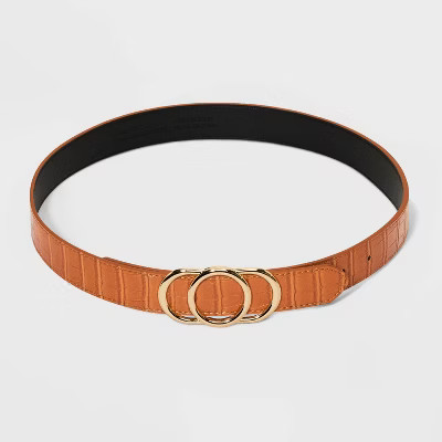 Women's Triple Plaque Belt - A New Day™ Cognac | Target