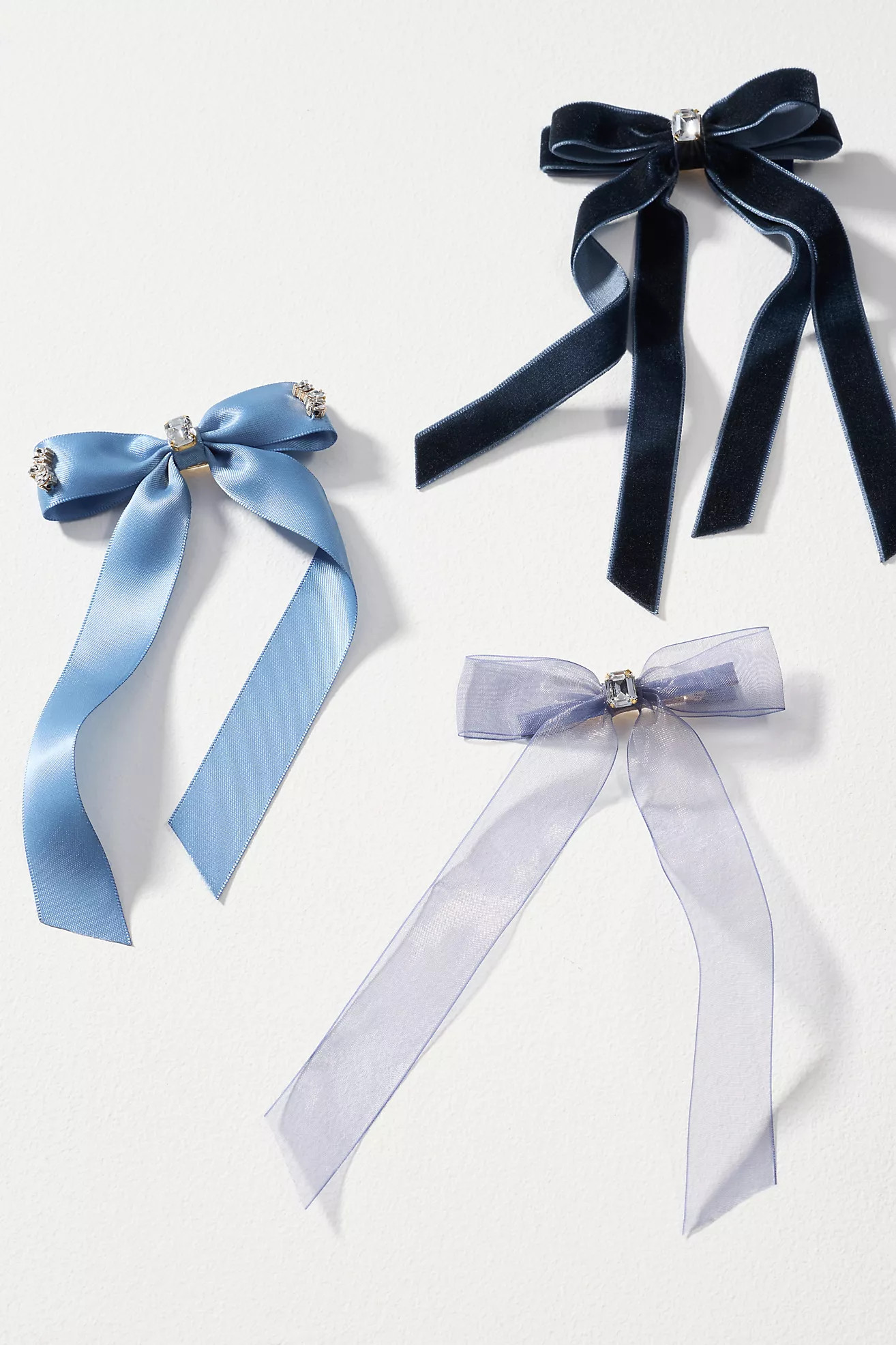Gemstone Bow Hair Clips, Set of 3 | Anthropologie (US)
