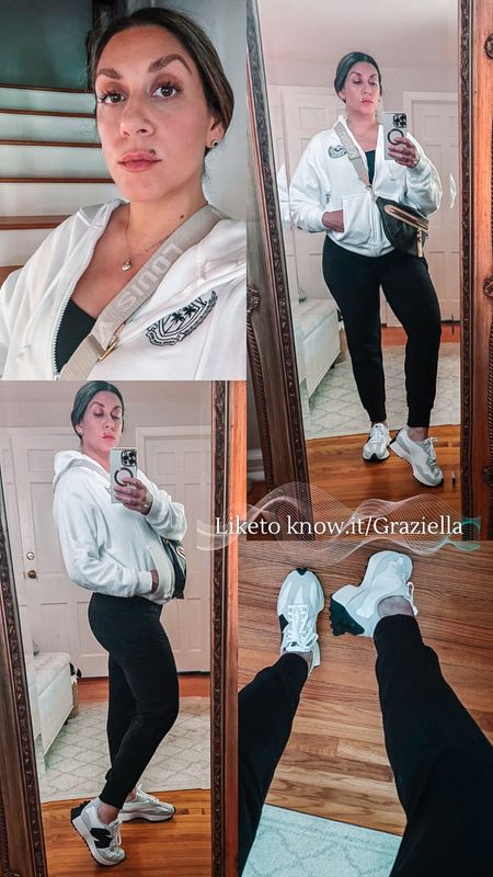 Sporty Spring staples
Loving the fresh black and white color trend that’s always a classic and clean look. Wearing a small in all. These #newbalance sneakers are SO comfy and stylish, not to mention they elongate petite figures with the pointed toe. A must-have sneaker! #fitnesswear #workoutwear #fitnessstyle

#LTKfitness #LTKSeasonal #LTKActive
