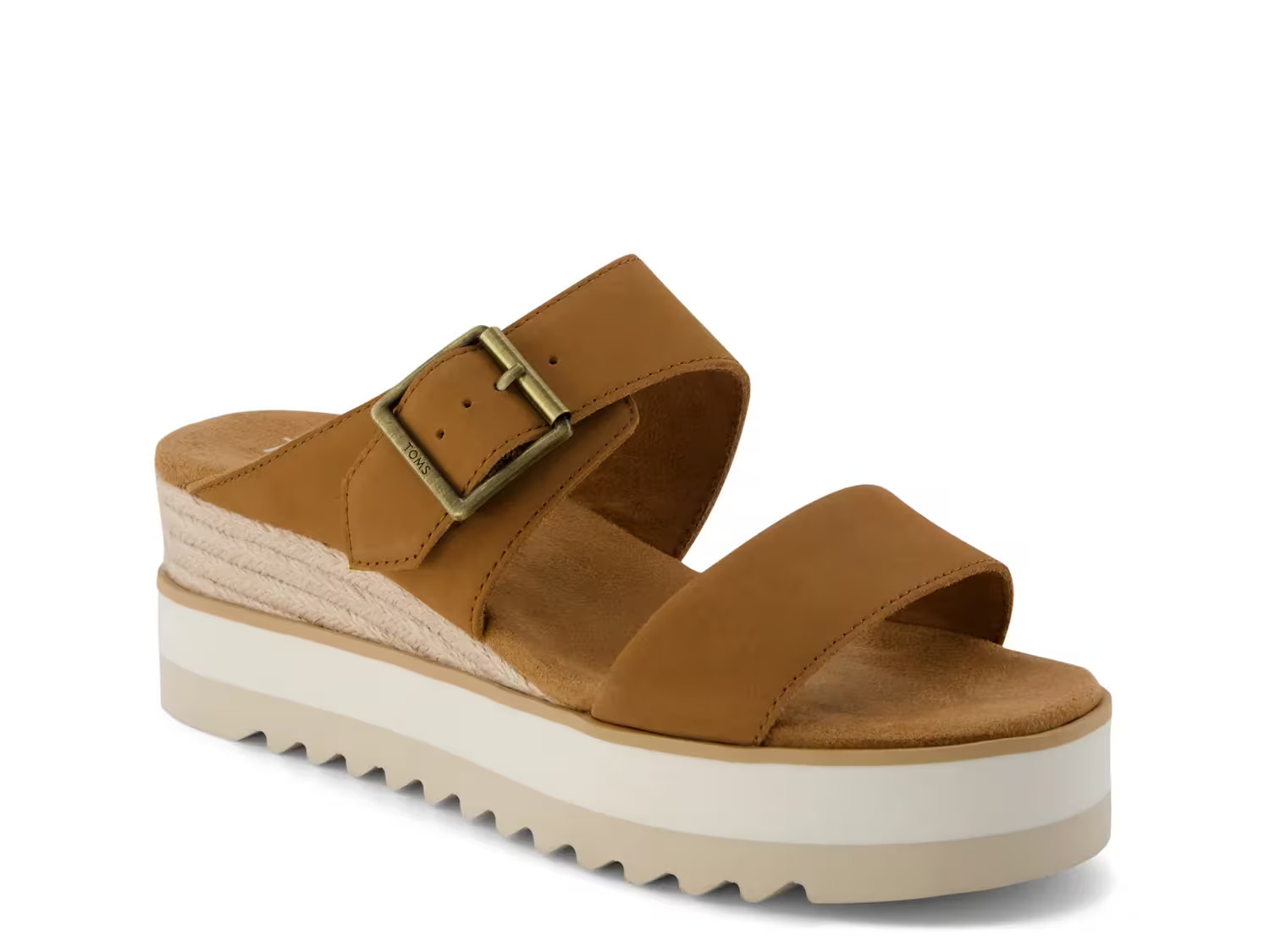TOMS Diana Mule Espadrille Wedge Sandal | Women's | Brown Leather | Size 7.5 | Sandals | Lug | DSW