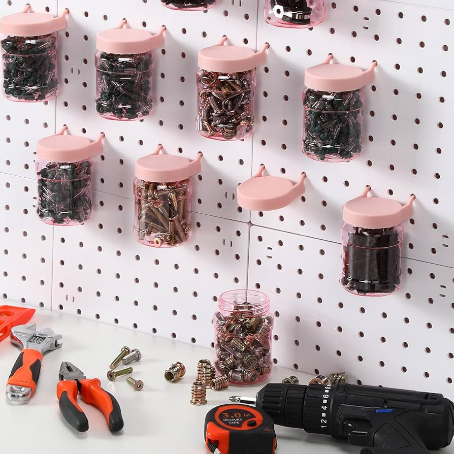 Unittype 20 Set Pegboard Organizer Accessories Peg Boards Jars with Lids Plastic Pegboards Bins S... | Amazon (US)