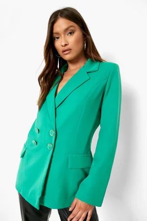 Self Fabric Button Tailored Fitted Blazer | Boohoo.com (US & CA)