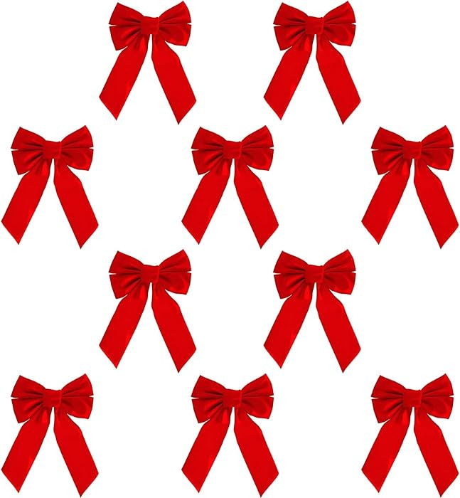 Red Velvet Christmas Wreath Bows 10 Pack - 9" W X 13" L - Holiday Bows Christmas Decorations - Ho... | Amazon (US)