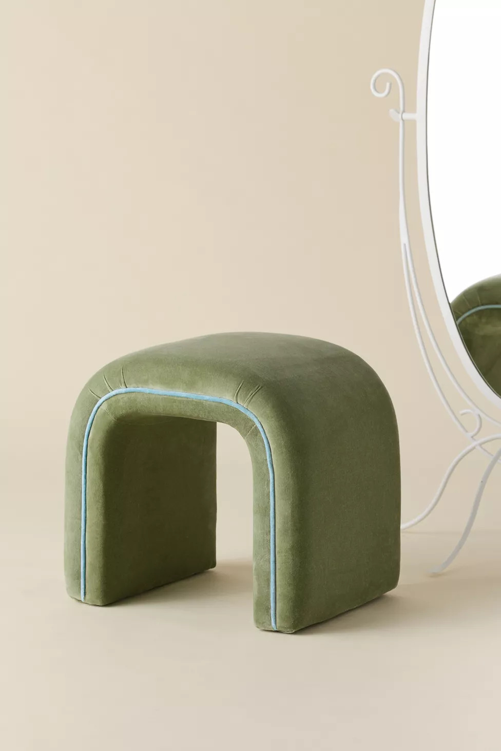 Jane Velvet Upholstered Stool | Urban Outfitters (US and RoW)