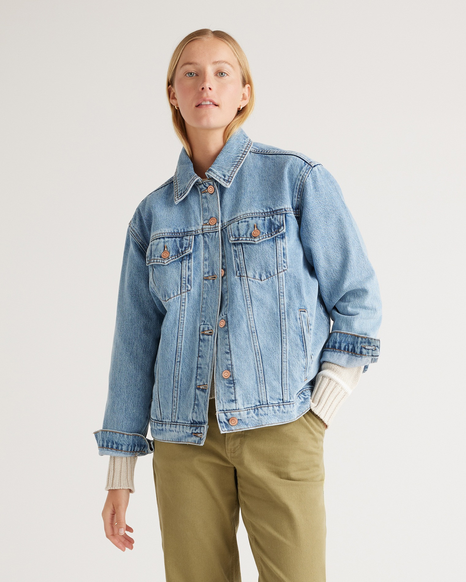 100% Organic Cotton Oversized Denim Jacket | Quince