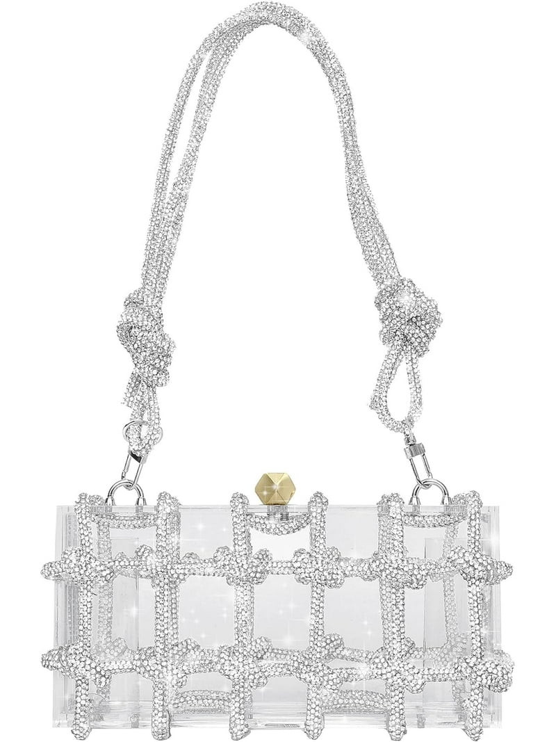 SQDWYGG Clear Acrylic Purse Bag with Rhinestones Clutch Purse Evening Clutches for Wedding and Pa... | Walmart (US)