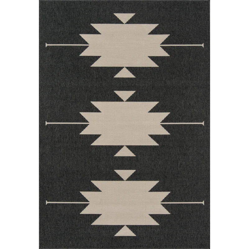 Genesis Southwestern Indoor / Outdoor Area Rug in Charcoal/Cream | Wayfair North America