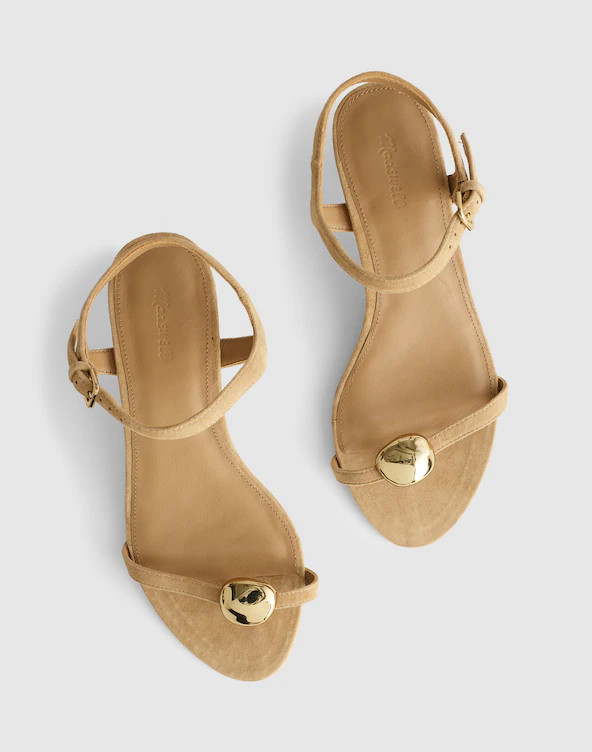 The Mila Sculpted Hardware Thong Sandal in Suede | Madewell