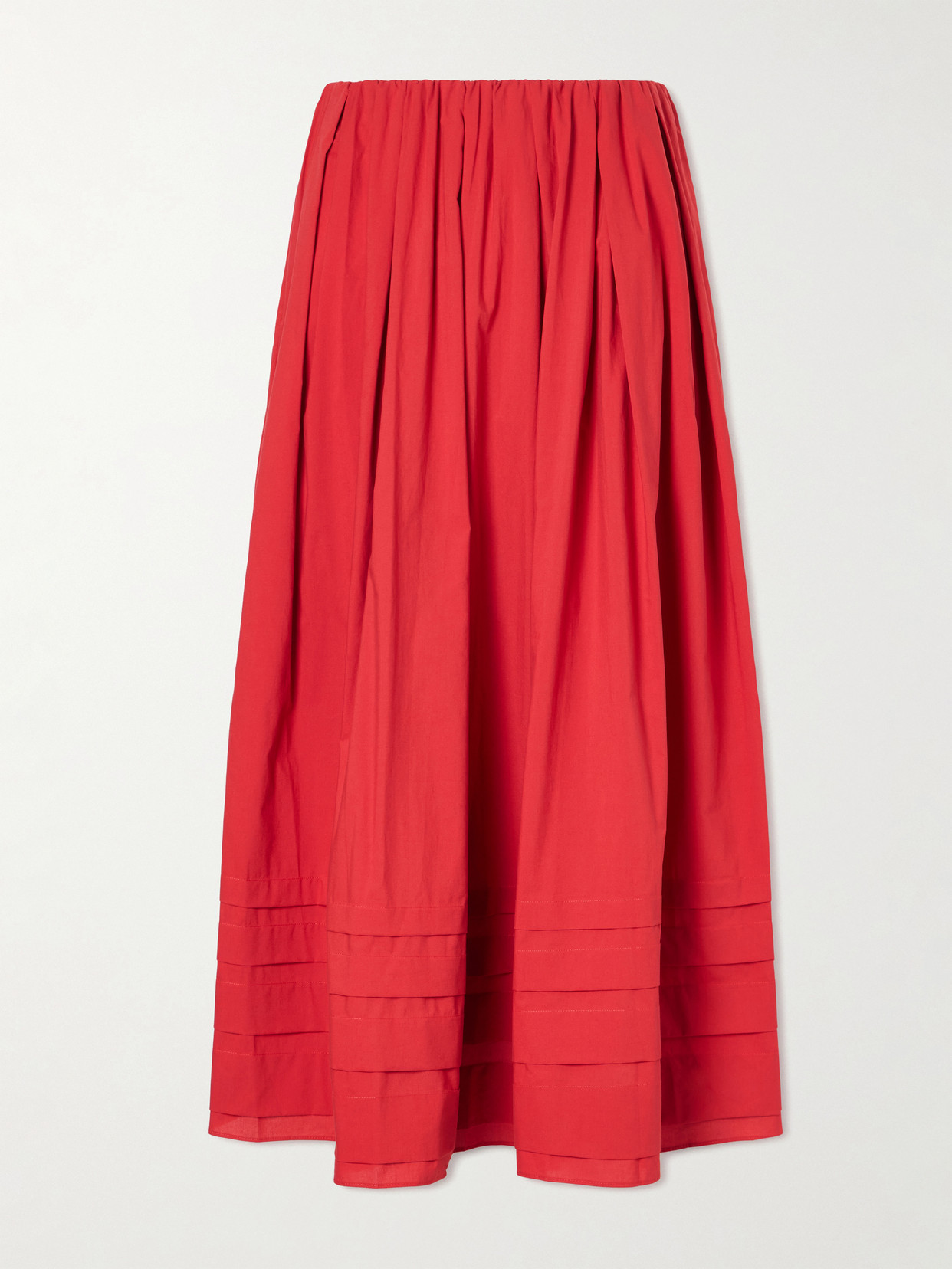 Faithfull - Cales Pleated Cotton-poplin Midi Skirt - Red | NET-A-PORTER (UK & EU)