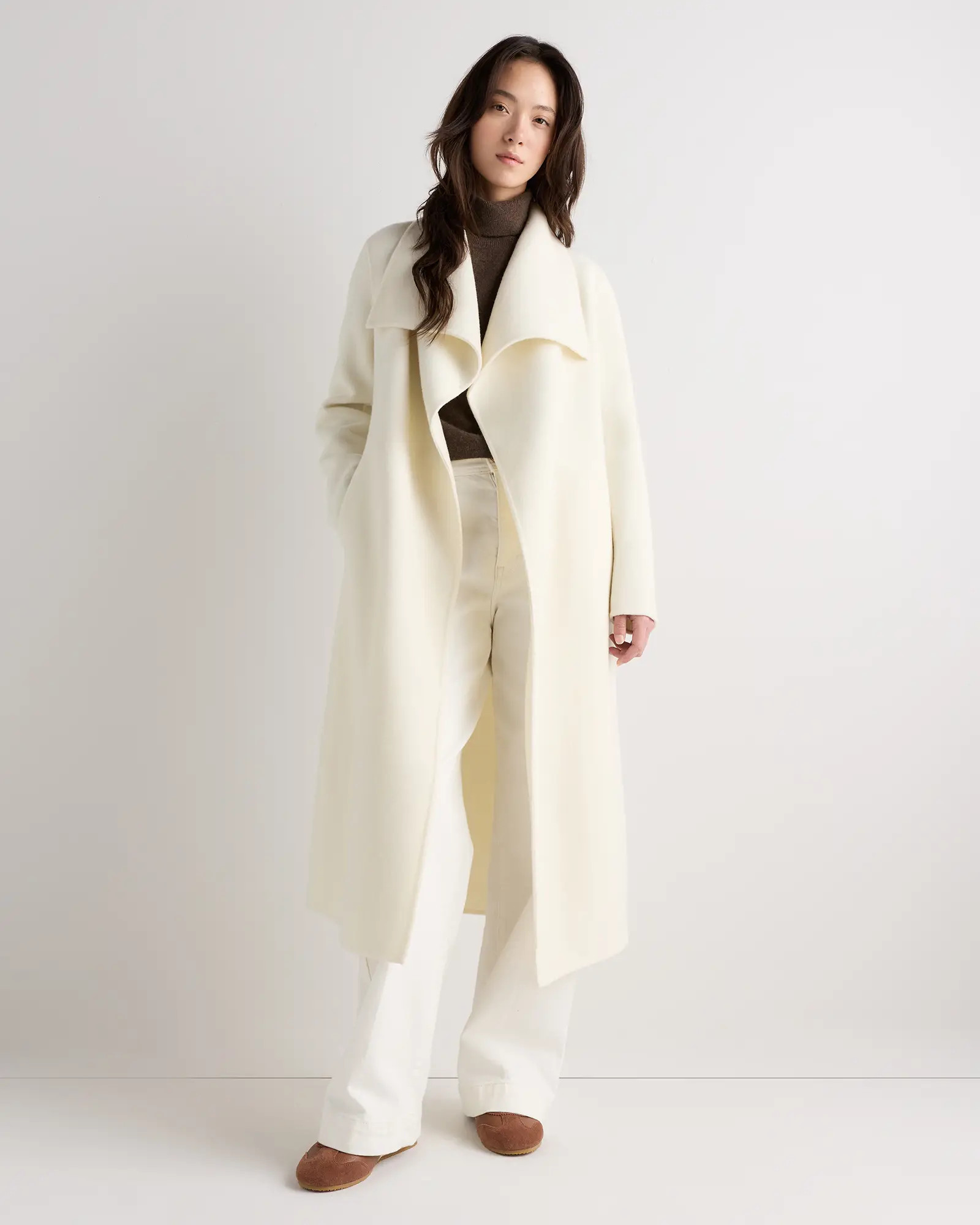 Double Faced Merino Wool Draped Collar Wrap Coat | Quince