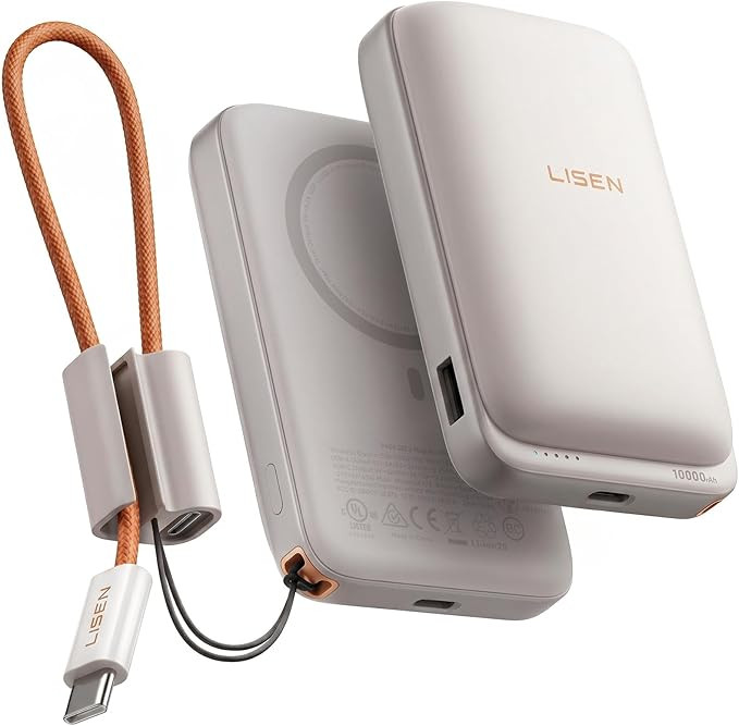 LISEN Qi2.2 25W for Magsafe Power Bank, 65W USB C Fast Charging, 10000mAh Magnetic Wireless Porta... | Amazon (US)