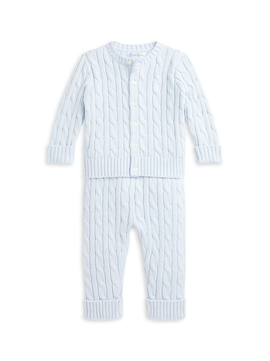 Baby's Cable-Knit Cardigan & Pants Set - Pearl Blue - Size Newborn | Saks Fifth Avenue