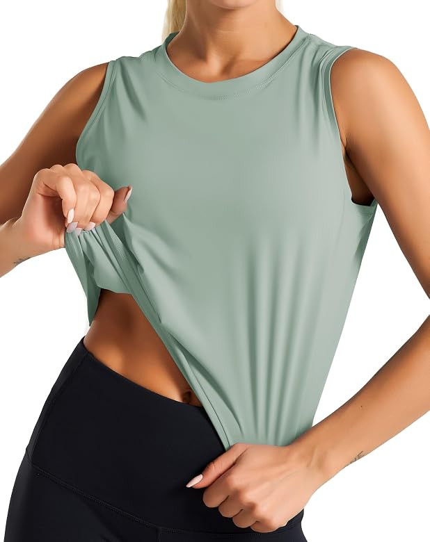 Dragon Fit Women Sleeveless Yoga Tops Workout Cool T-Shirt Running Short Tank Crop Tops | Amazon (US)