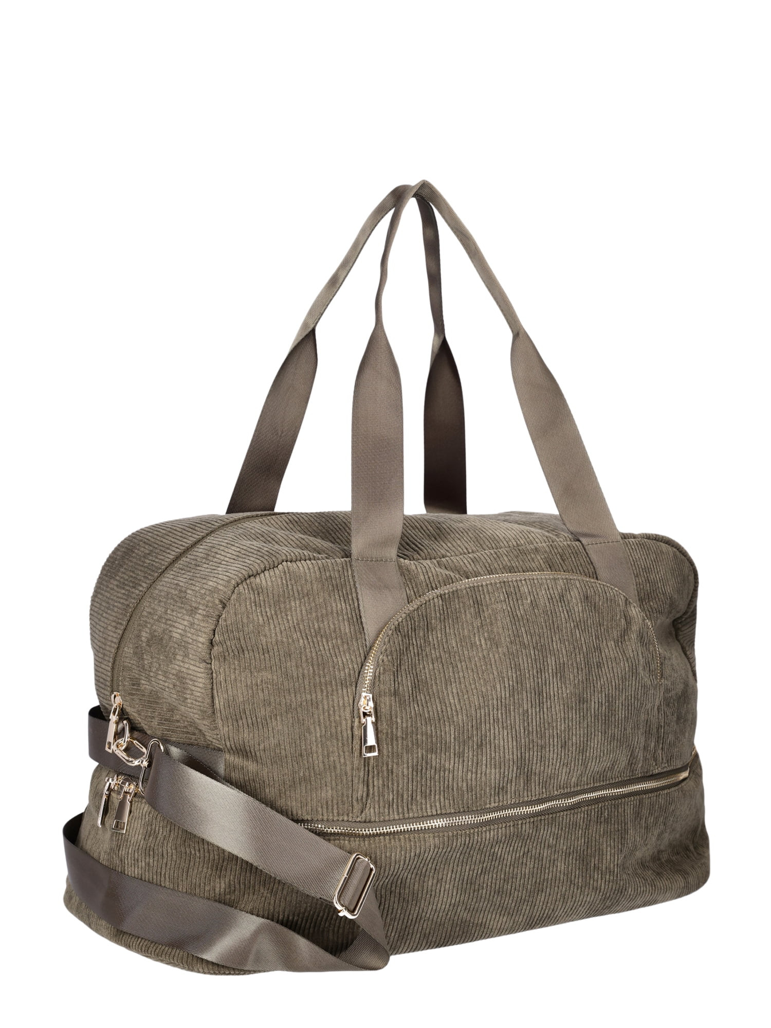 No Boundaries Women's Dome Weekender Bag, Olive Corduroy | Walmart (US)