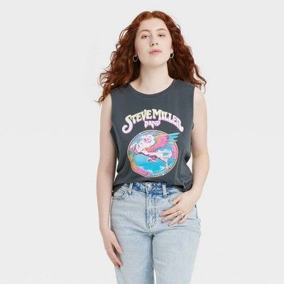 Women's Steve Miller Band Muscle Graphic Tank Top - Gray | Target