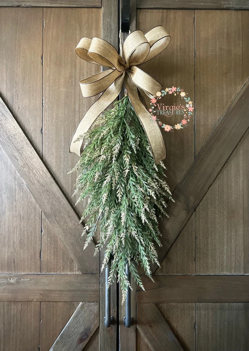 Christmas Cedar Swag Gold Tip Cedar Teardrop Swag Winter - Etsy | Etsy (US)