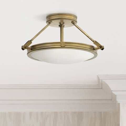 Hinkley Collier 16 1/2" Wide Heritage Brass Ceiling Light - #8G749 | Lamps Plus | Lamps Plus