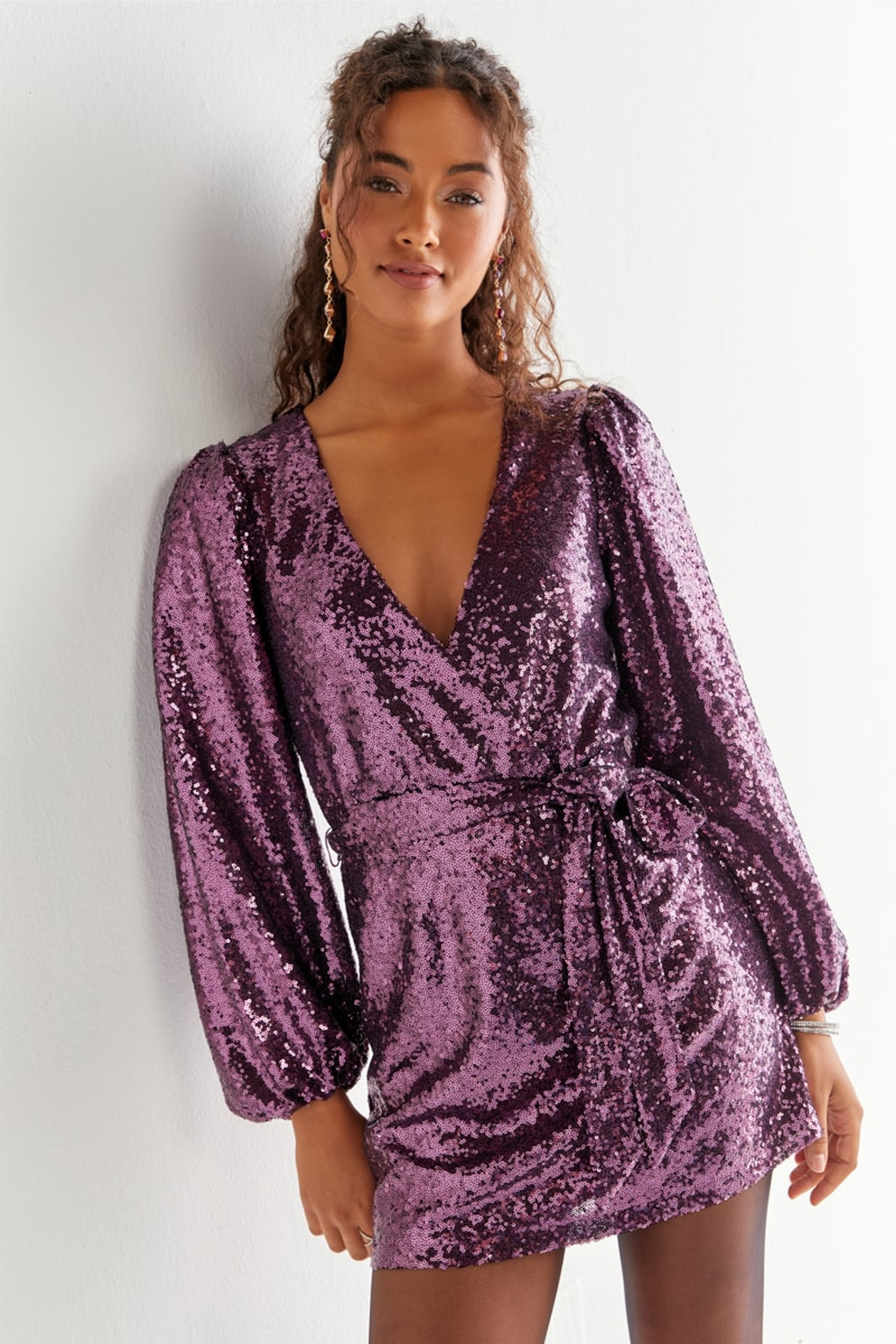 Valary Sequin Tie Waist Dress | Francesca's