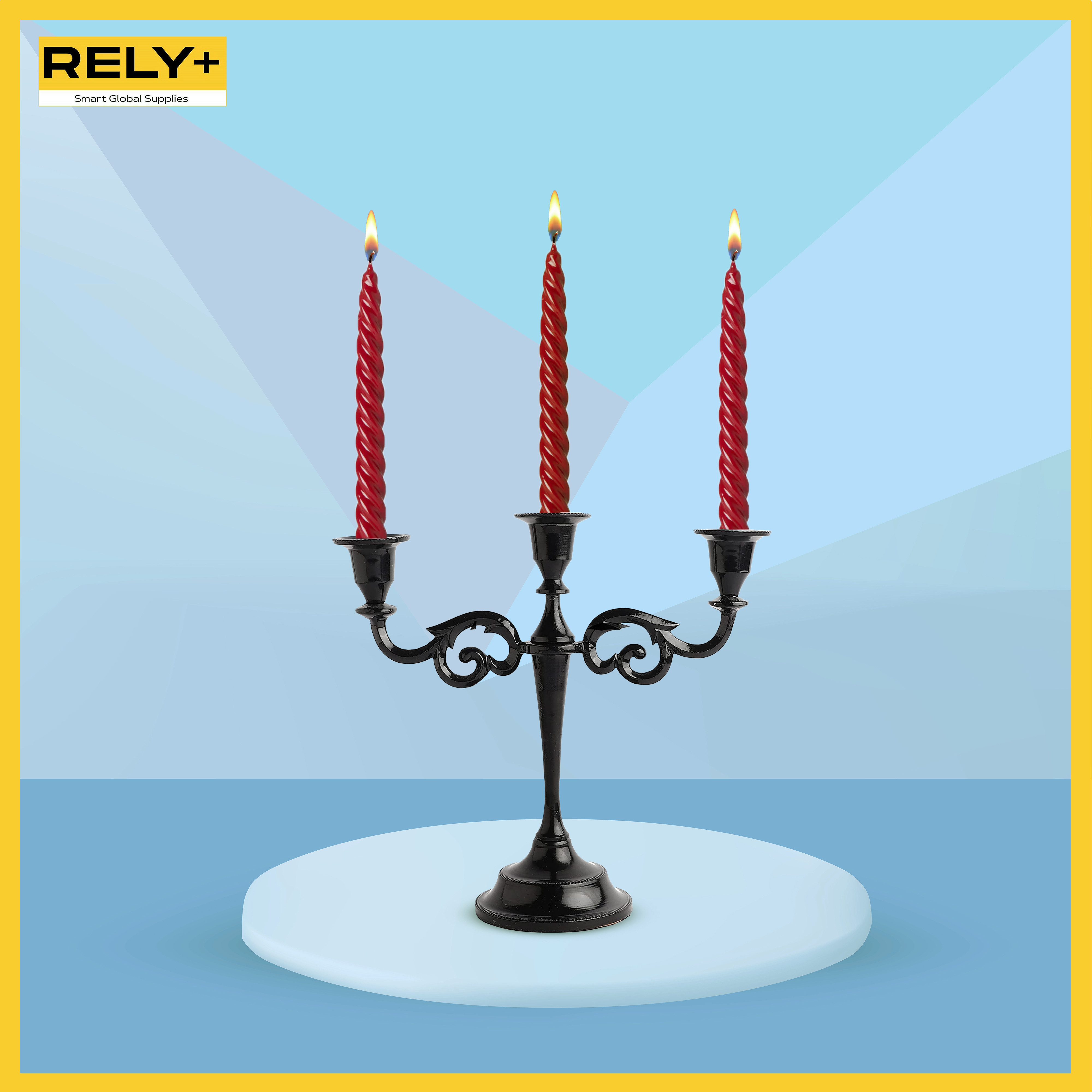 Rely+ 3-Arm Metal Candelabra Taper Candle Holder, Glossy Black, Halloween Thanksgiving - Walmart.... | Walmart (US)