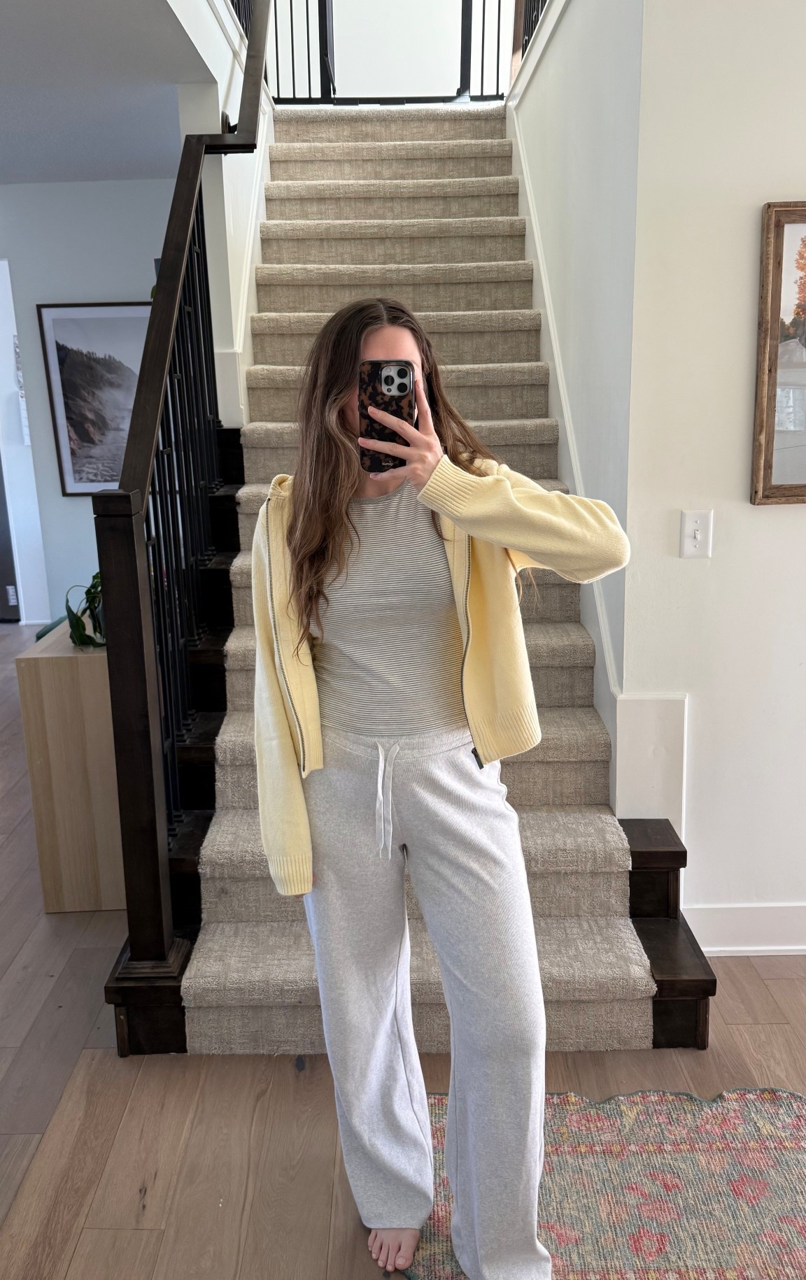 sized up in zip up, wearing a medium, so comfy and love this butter yellow! also sized up in pants postpartum! tee is old fp, linked similar striped tops! 

Postpartum, mom outfit 

#LTKootd