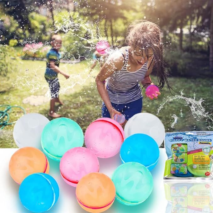 ZUPIIY Reusable Water Balloons, Summer Water Toys, Outdoor Toys, Pool Toys, Self-Sealing Water Bo... | Amazon (US)