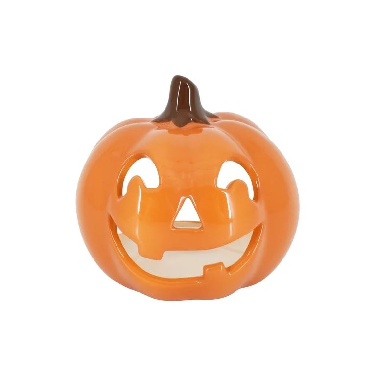 Way To Celebrate Halloween Ceramic Tealight Holder, Tealight Candle Holder,Orange Pumkin, 3.19 x ... | Walmart (US)