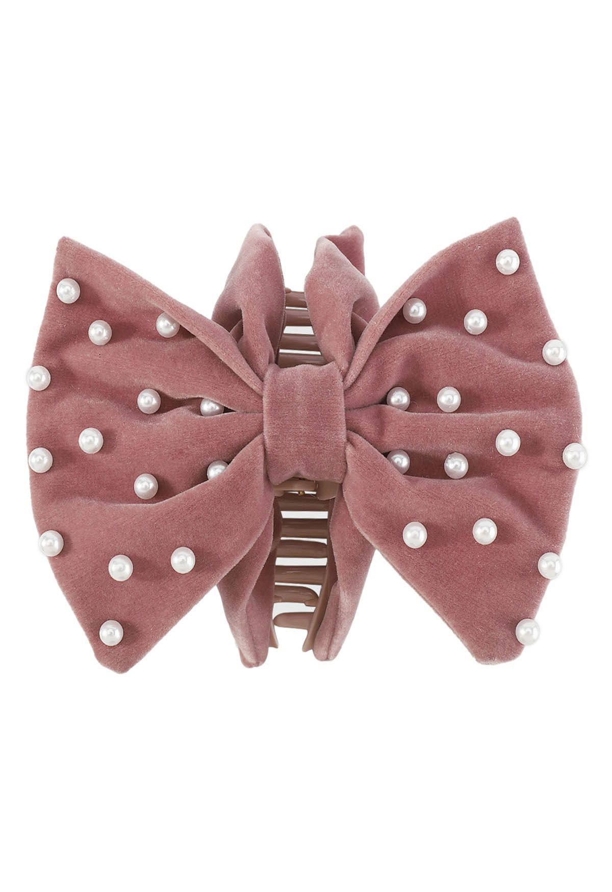 Pearly Bowknot Hair Claw in Pink | Chicwish