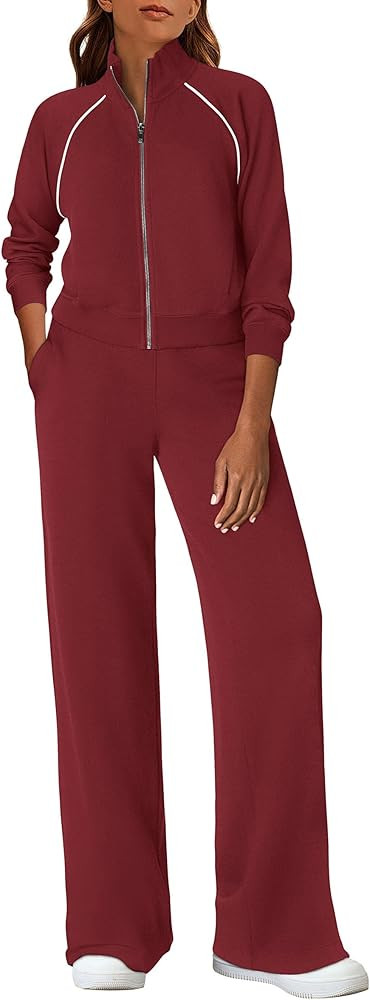 PRETTYGARDEN Womens 2 Piece Outfits Sweatsuits 2025 Fall Full Zip Sweatshirts Workout Pants Match... | Amazon (US)