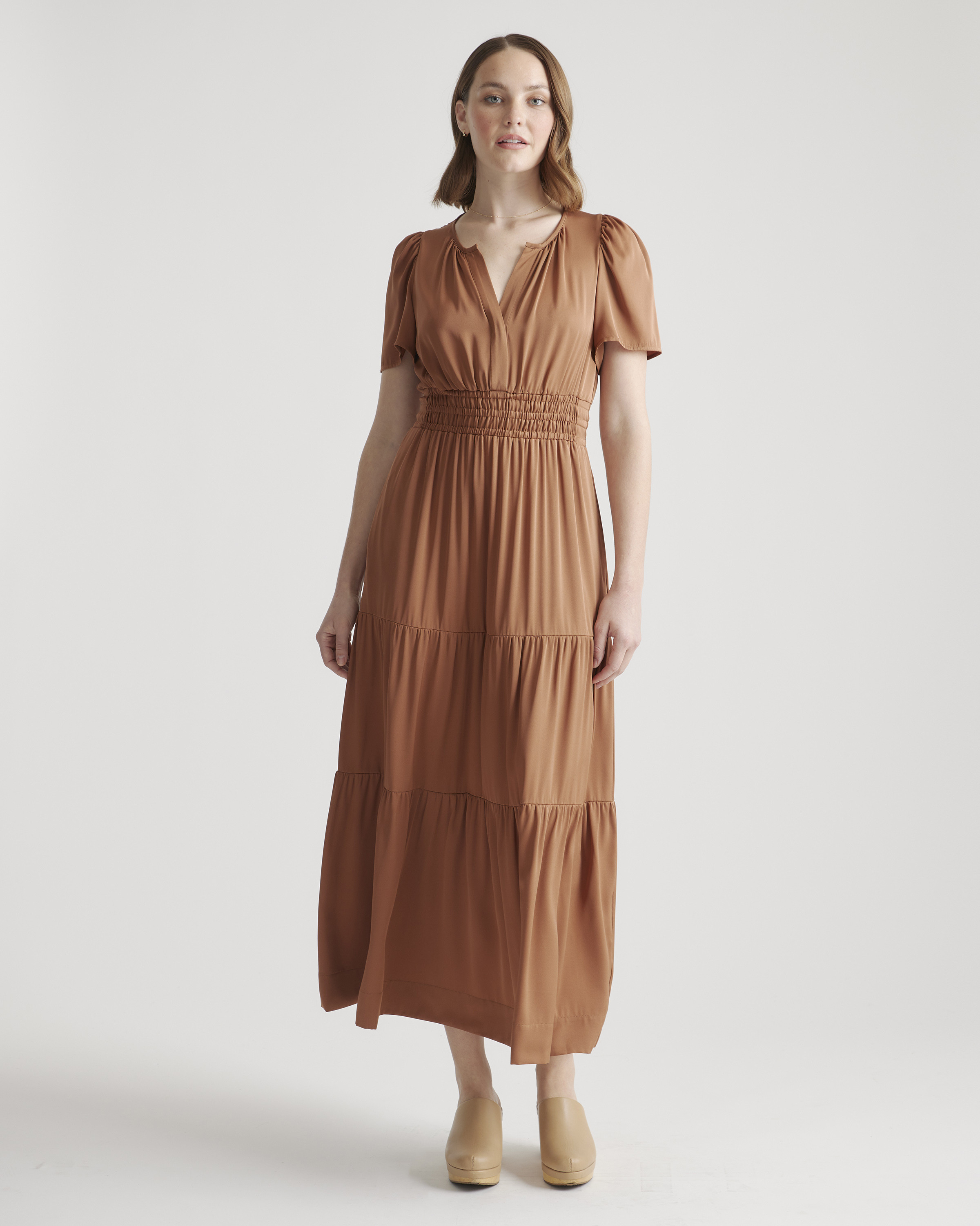 Washable Stretch Silk Tiered Maxi Dress | Quince