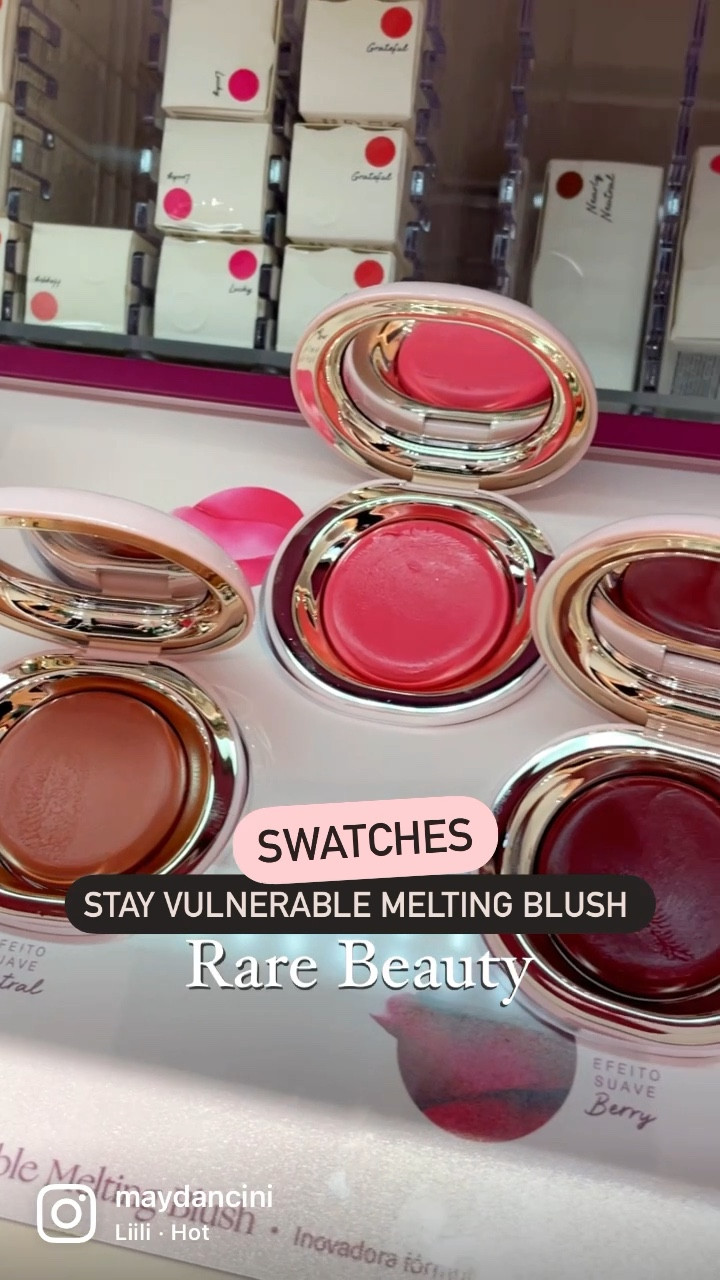 Swatches dos blushes cremosos Stay Vulnerable de Rare Beauty! 

#rarebeauty #maydancini #swatches #blush #blushcremoso #creamblush 

#LTKbrasil #LTKbeauty #LTKxSephora