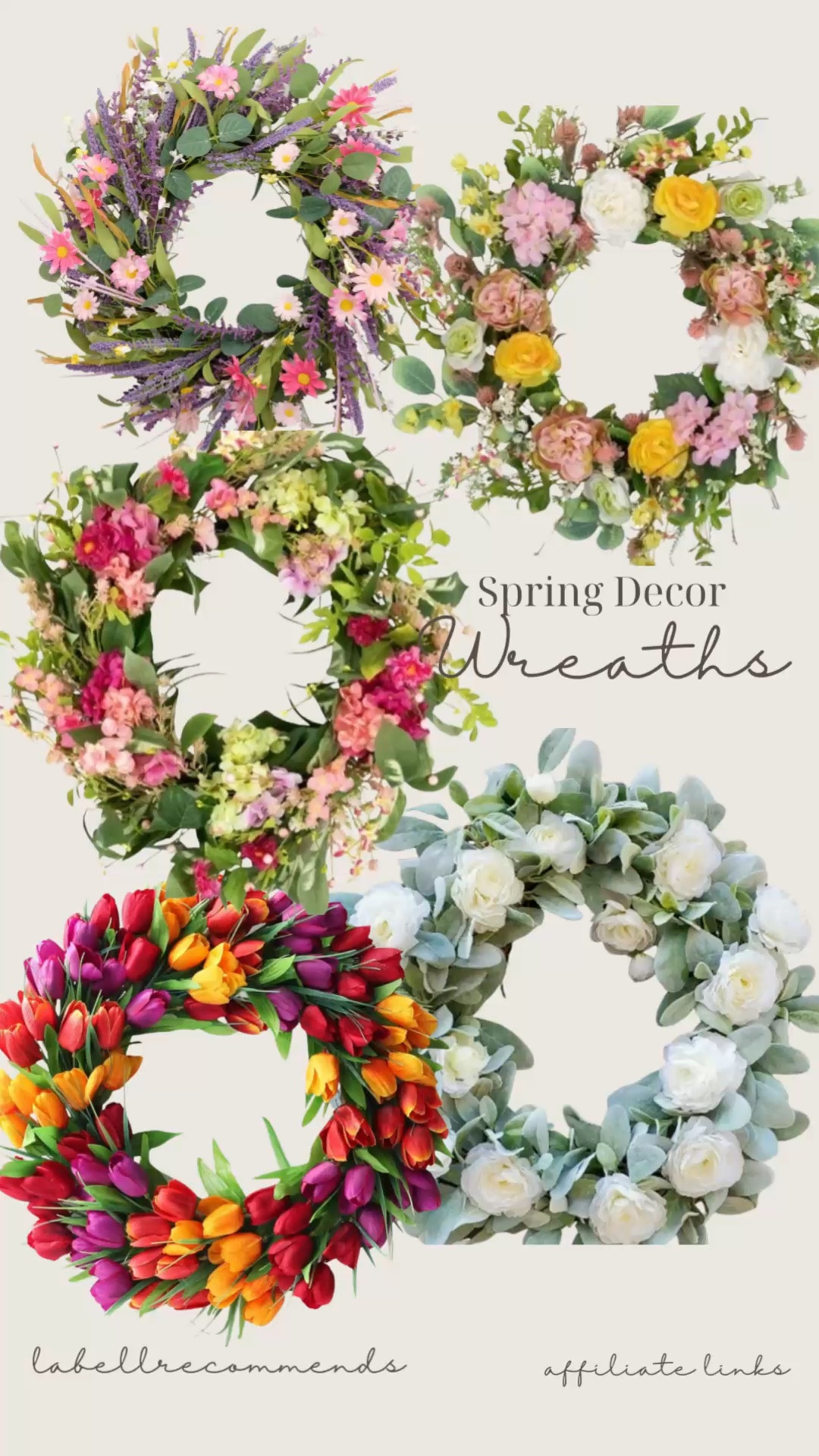 Refresh your front door for spring with a beautiful wreath! From vibrant florals to lush greenery, these spring wreaths come in a variety of sizes and colors, perfect for adding a welcoming touch to your entryway or porch. Whether you love classic tulips, eucalyptus, or a farmhouse-inspired look, there’s a wreath to match your style. Shop these must-have spring wreaths to brighten up your home! 

Walmart, Target, Amazon, home decor, spring, porch decor, front door wreaths

#SpringDecor #FrontDoorWreath #PorchDecor #SpringVibes #LTKFindsUnder50 

#LTKSeasonal #LTKHome