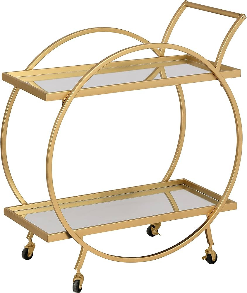 FirsTime & Co. Gold Odessa Bar Cart, 2 Tier Mobile Mini Bar, Kitchen Serving Cart and Coffee Station | Amazon (US)