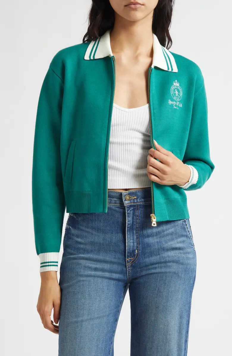 Crown Embroidered Full Zip Cardigan | Nordstrom