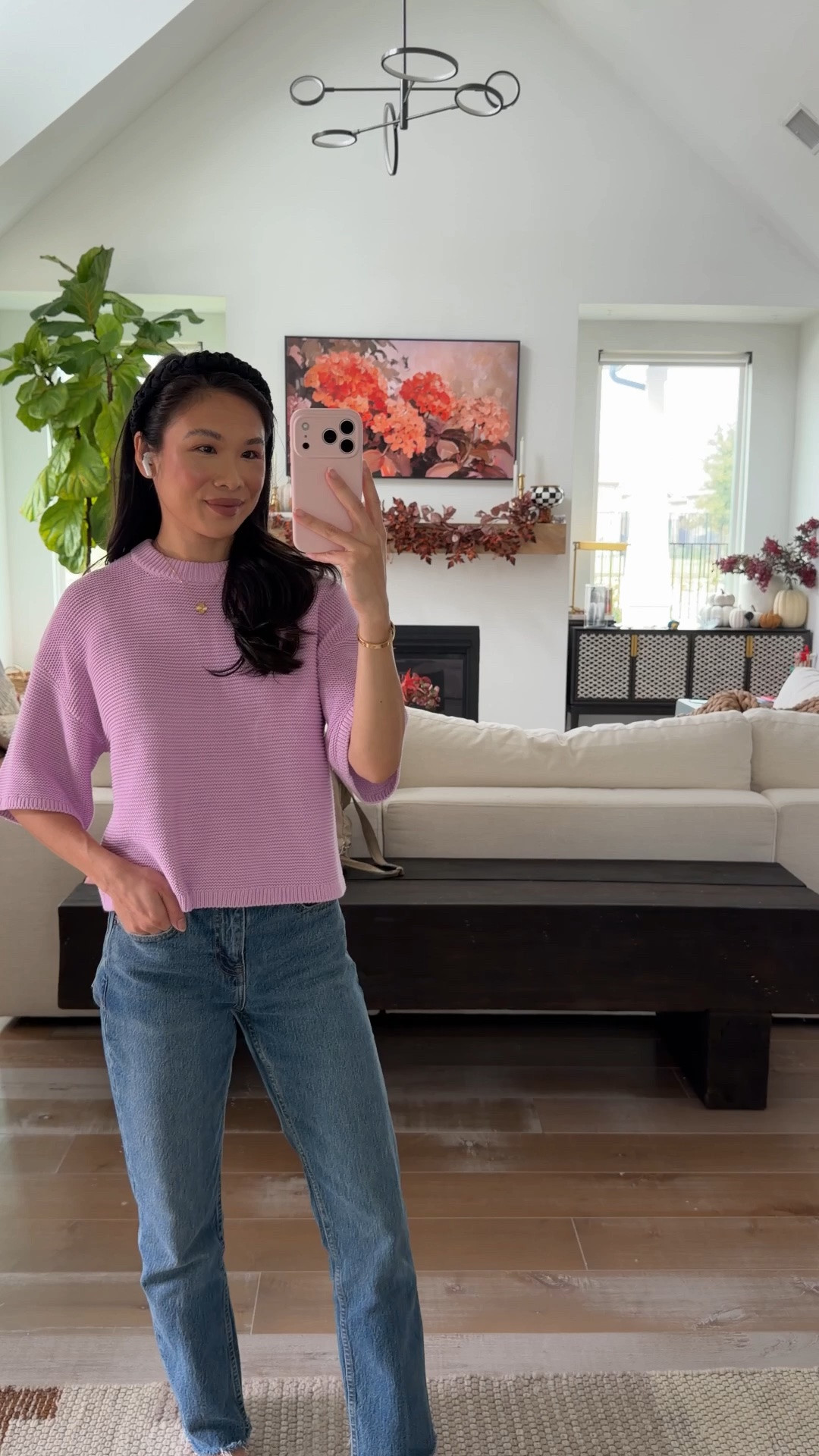 Cotton sweater perfect for transitional outfits from winter to spring or summer to fall. Wearing size XS and in the straight leg jeans I’m wearing size 24 short. Linking a similar headband!

#LTKPetite