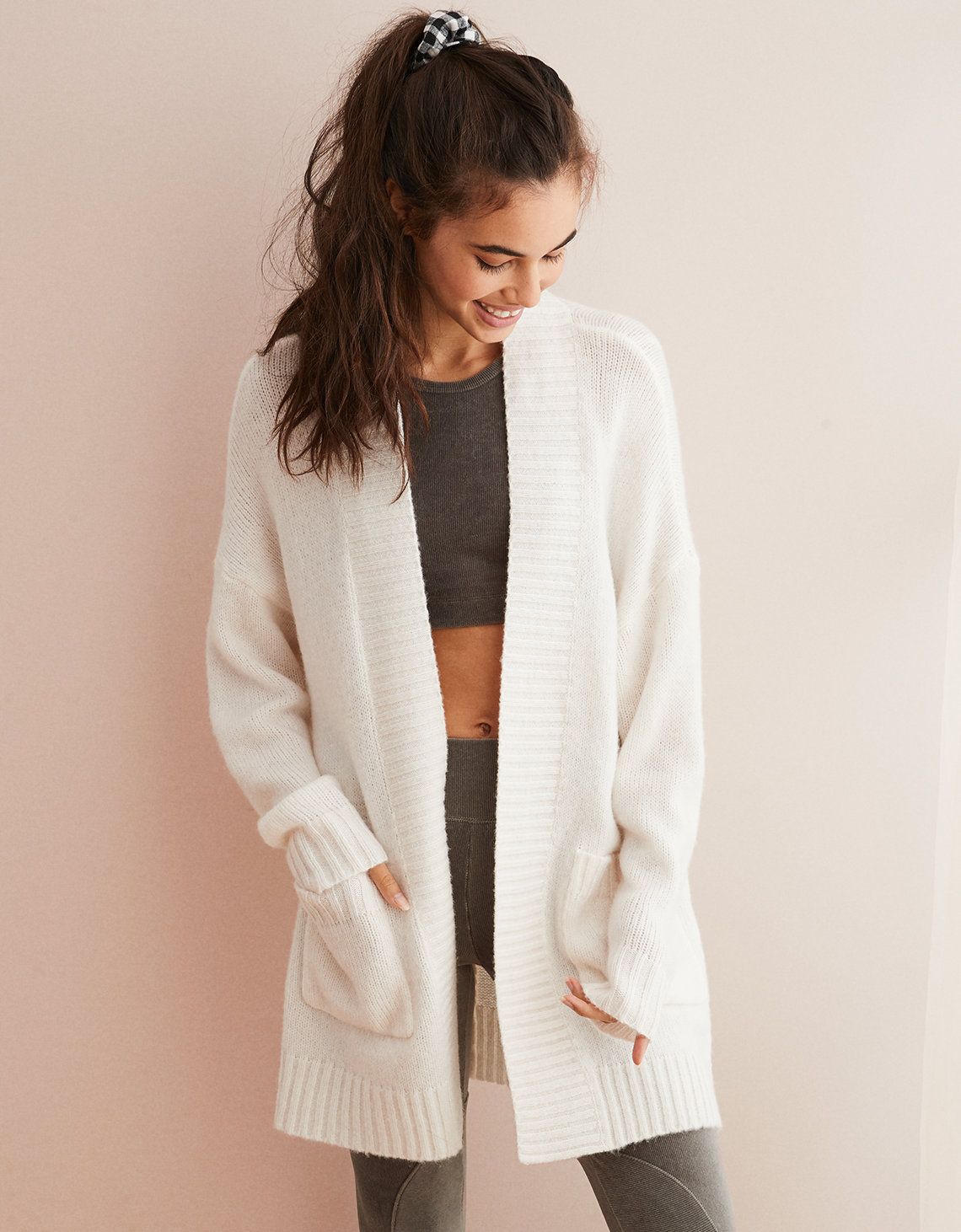 Aerie Easy Cardigan, Cream | American Eagle Outfitters (US & CA)