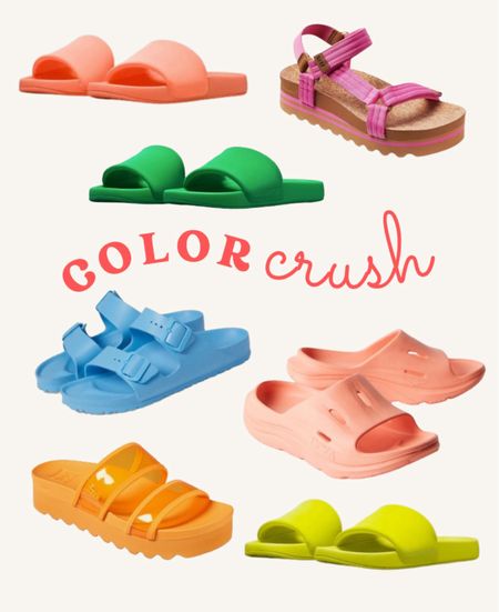 Color crush slides and sandals!

#LTKShoeCrush #LTKActive #LTKSaleAlert